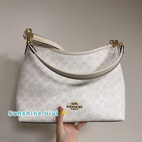 NWT Coach Laurel Shoulder Bag In Signature Canvas CV975 White /Chalk